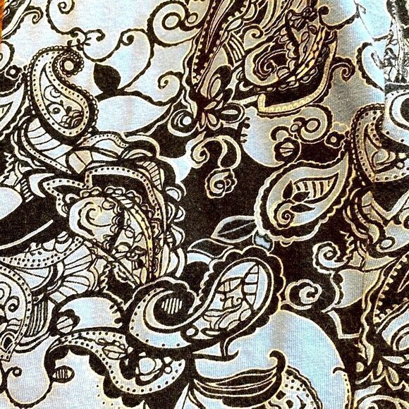 Jones New York Sport blue and black print front gather 3/4 sleeve top Large - Picture 4 of 7